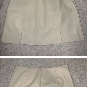 Elegant faux leather cream colored skirt